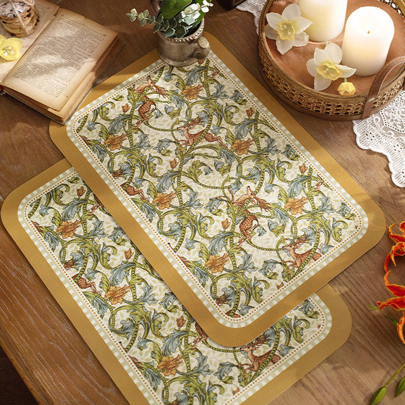 [Two] Flower and deer light luxury high-end placemat Western food Morris waterproof and oil-proof disposable anti-scalding heat insulation pad