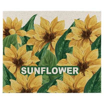 Feblilac Retro Floriferous Sunflower PVC Coil Door Mat Mom‘s Day Gift