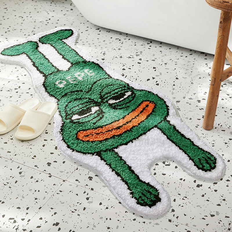 Green Frog Bath Mat Bedroom Rug, Funny Cartoon Animal Soft Plush Water-Absorbent Mat, Machine Washable - Feblilac® Mat