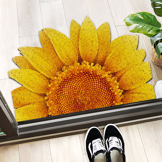 Feblilac Semicircular Rectangular Blossom Sunflower PVC Coil Door Mat