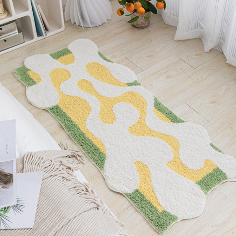 Feblilac Abstract Cheese Yellow and Green Bedroom Runner - Feblilac® Mat