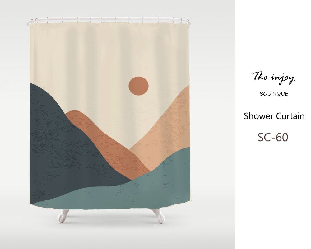 Modern Mountain River Shower Curtain