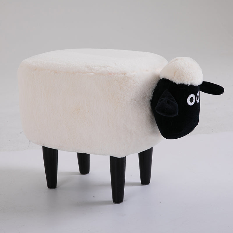 Feblilac Sean Plush Faux Fur Sheep Foot Stool