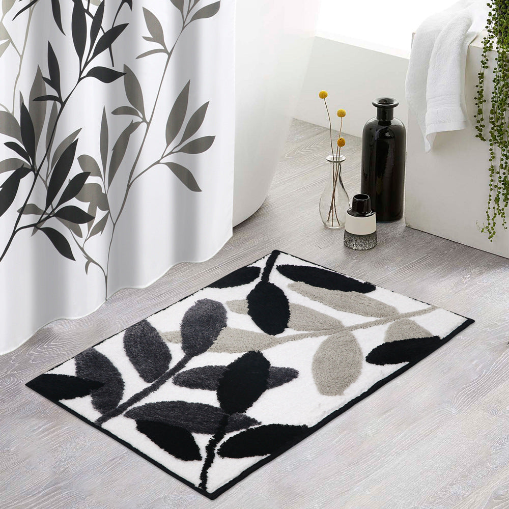 Feblilac Black/Green/Blue Leaves Bath Mat - Feblilac® Mat