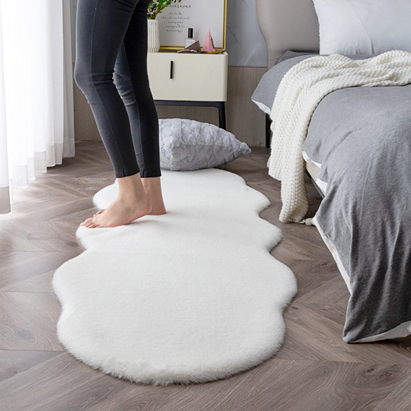 Feblilac White Grey Rabbit Hair Feel Bedroom Rug - Feblilac® Mat