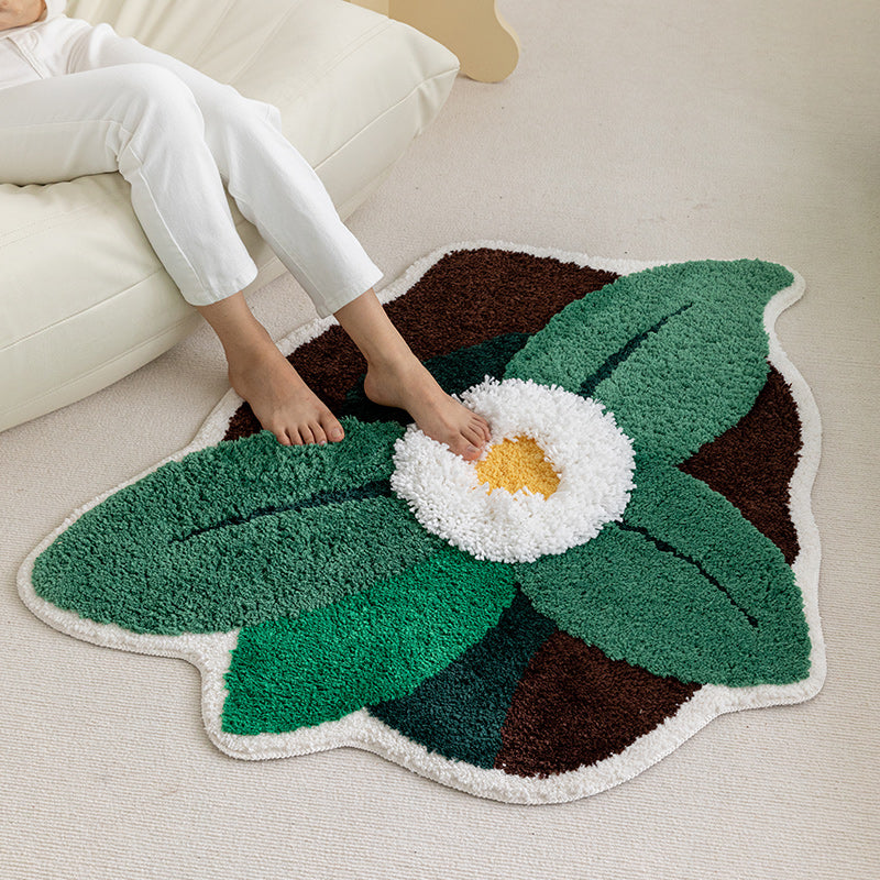 Feblilac Flower and Leaves Area Rug - Feblilac® Mat