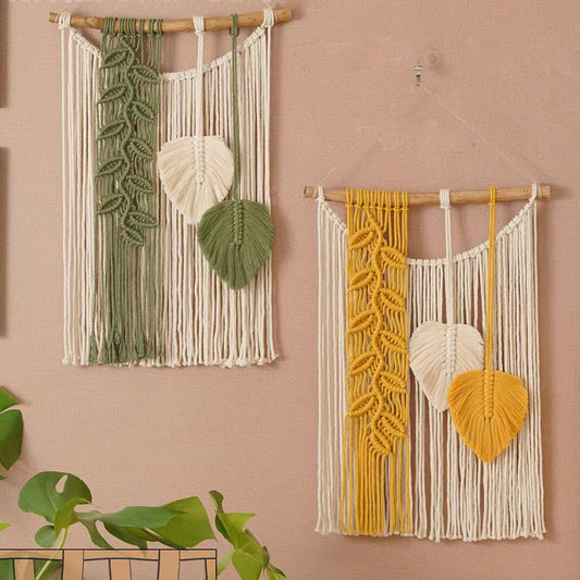 Feblilac Leaves Tassel Tapestry