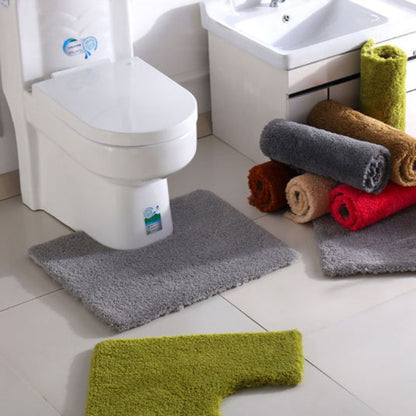 Feblilac Solid Tufted Toilet U-Shaped Floor Bathroom Mat