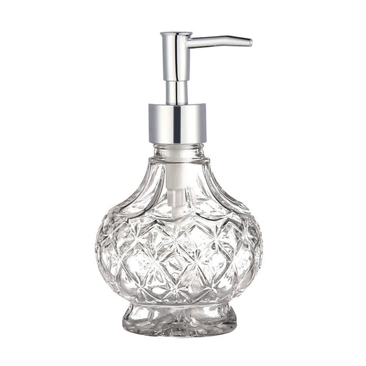 Clear Glass Soap Dispenser, Lantern-Shape Glass Pump Bottle, 7.74oz or 220ml