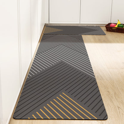 Feblilac Grey Lines Geometric Pattern PVC Leather Kitchen Mat Mom‘s Day Gift - Feblilac® Mat