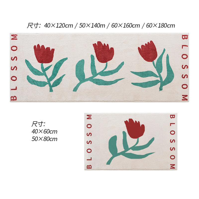 Three Little Red Tulip Bedroom Mat - Feblilac® Mat