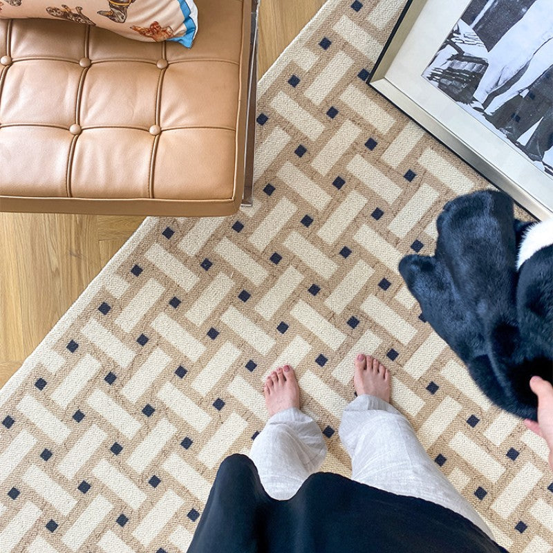 Feblilac Geometric patterns French Tile Wool Living Room Mat - view 3
