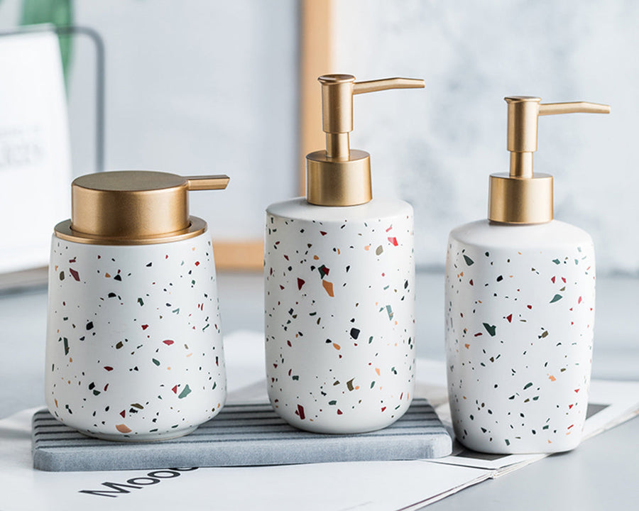 Ceramic Soap Dispenser, Liquid Soap Pump Bottle, Colorful Marble Texture - view 3
