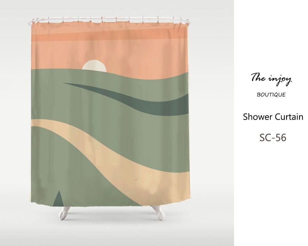 Orange Green Sunrise Shower Curtain