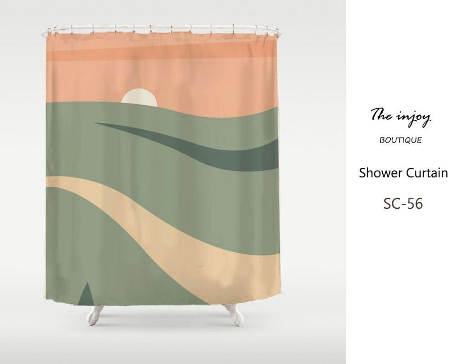 Orange Green Sunrise Shower Curtain - view 2