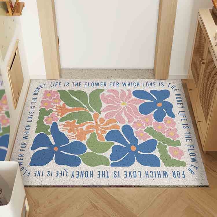 Blue and Pink Flower Garden Door Mat - Feblilac® Mat