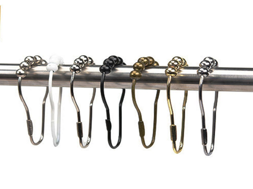 Metal Shower Curtain Hooks, Set of 12