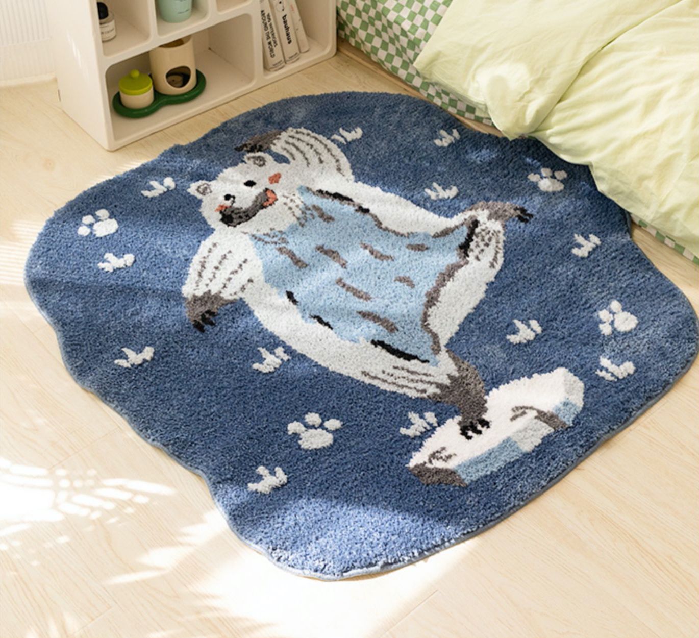 Dancing Polar Bear Mat Rug, Cute Cartoon Animal Mat for Kid's Room, Living Room Area Carpet, 43x43 inches - Feblilac® Mat