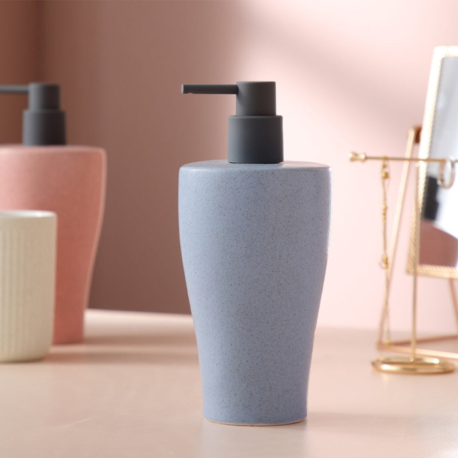 Off white Ceramic Soap Dispenser, Liquid Bathroom Bottle, Simple Design, Refillable Reusable Lotion Pump for B - view 2