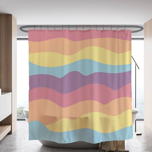 Yellow and Purple Wave Shower Curtain