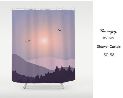 Purple Mountain and Forest Shower Curtain