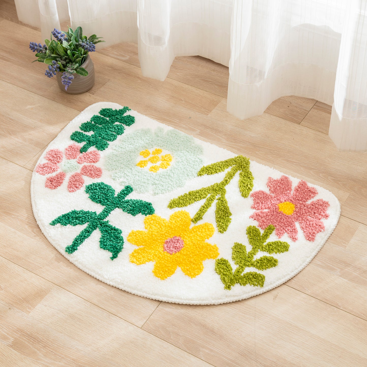 Feblilac Lovely Sunflower and Tree Tufted Bath Mat