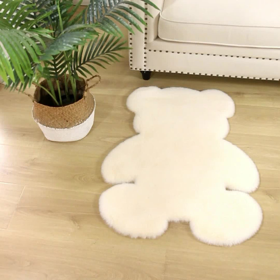 Feblilac Multiple Color Solid Bear Faux Rabbit Fur Rug Mat