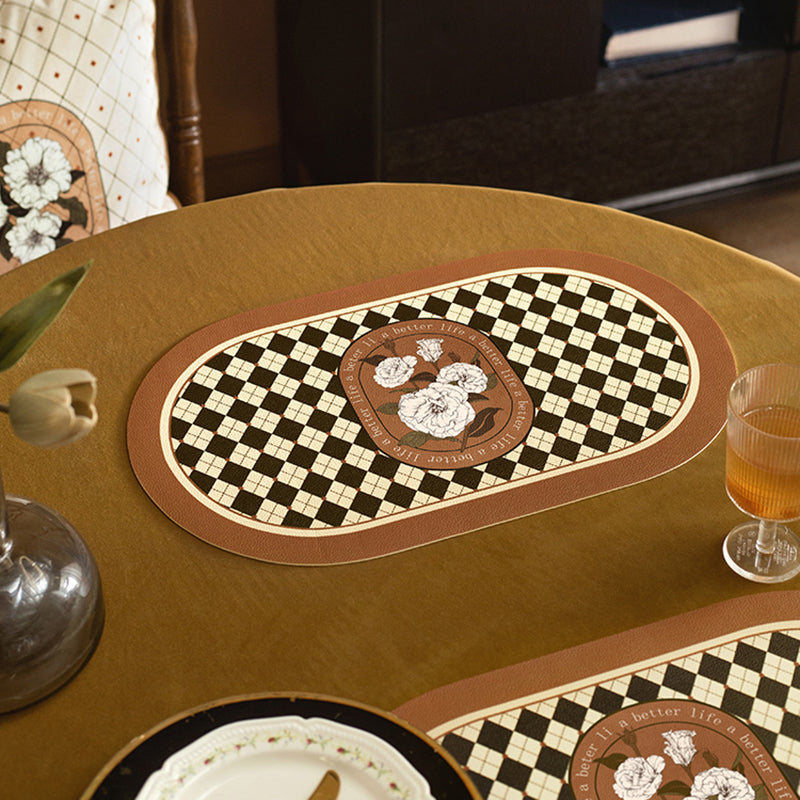[Two pieces] Hazel leather dining table mat waterproof, oil-proof, disposable, heat-insulating mat, Nordic che - view 3