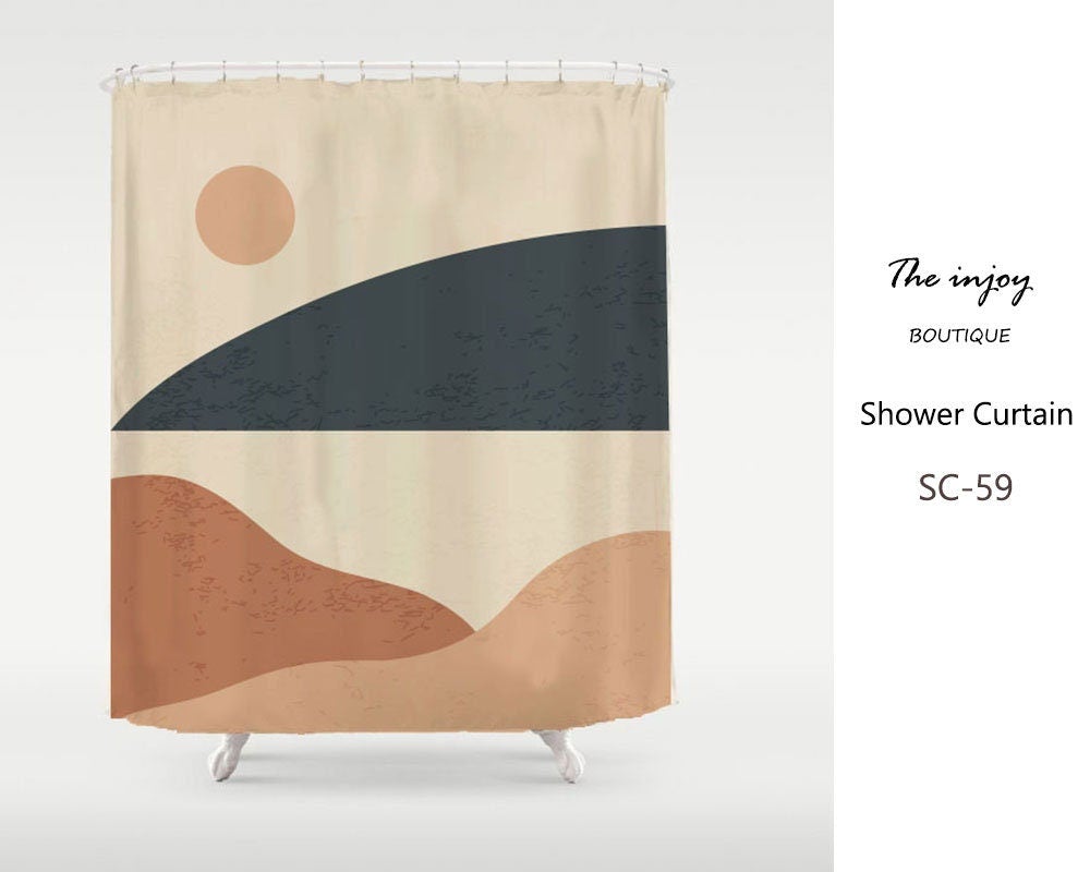 Modern Mountain and Sunset Shower Curtain