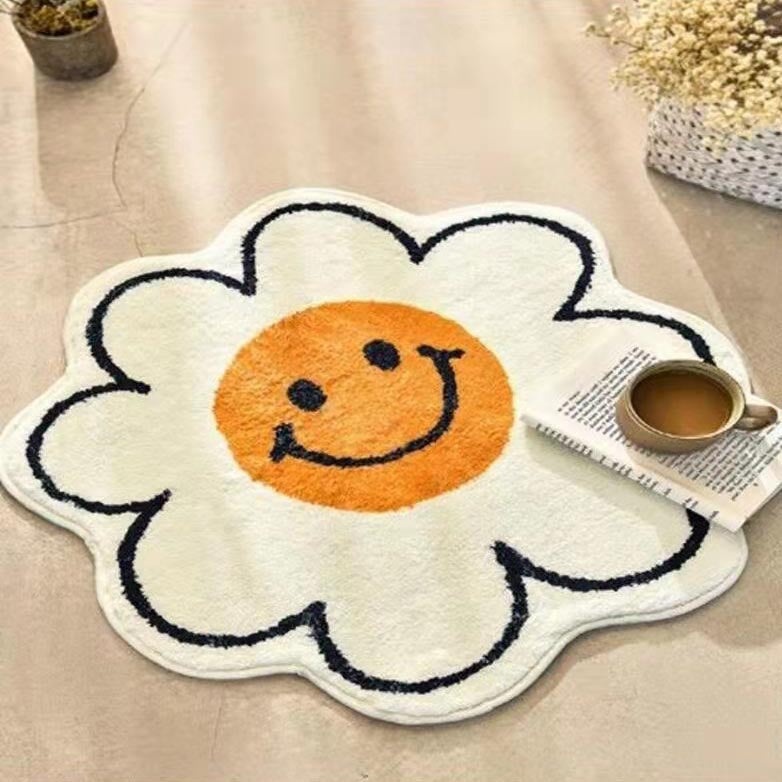 Feblilac Irregular White Sun Flower Mat Rug Carpet - Feblilac® Mat