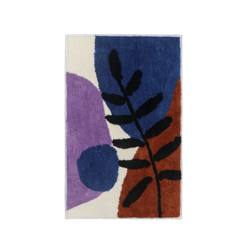 Feblilac Blue Green Black Leaves and Flower Bath Mat - Feblilac® Mat