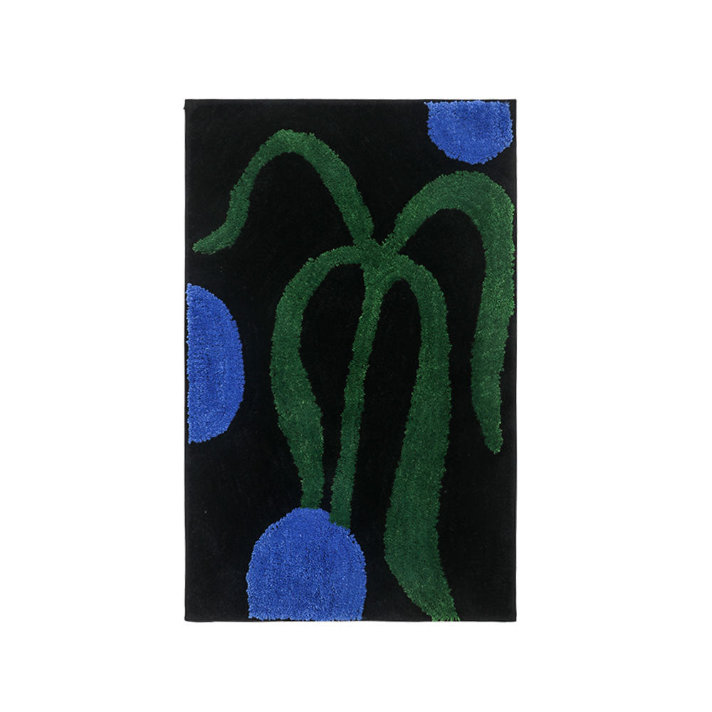 Feblilac Blue Green Black Leaves and Flower Bath Mat - Feblilac® Mat