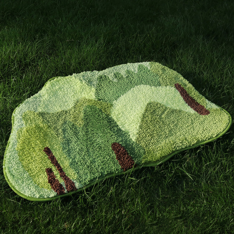 Semicircle Green Moss Leaves Bath Mat - Feblilac® Mat