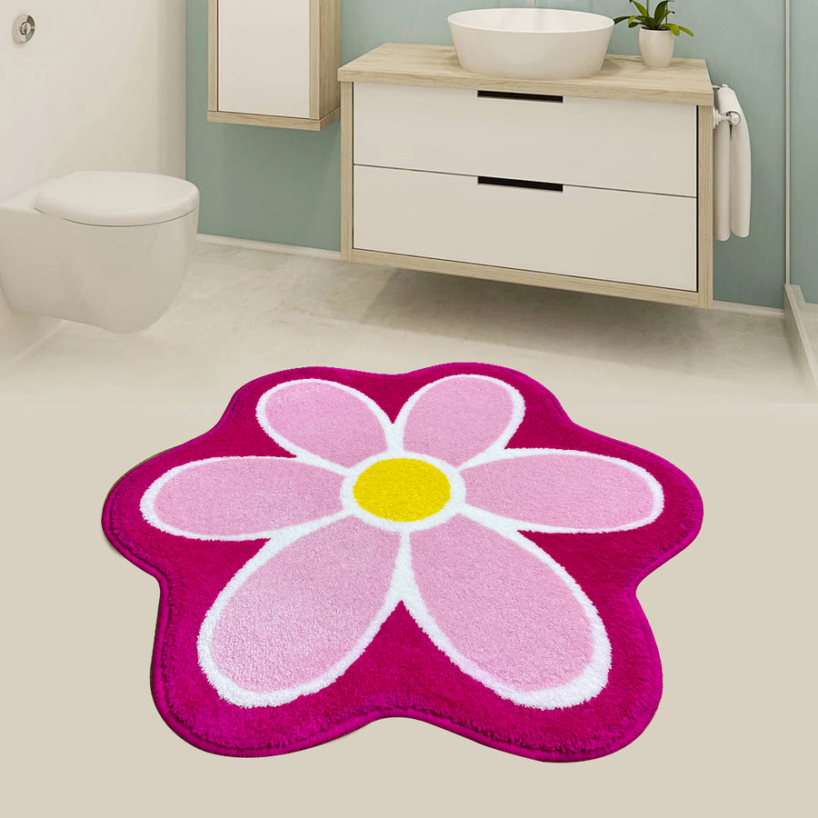 Feblilac Lovely Pink Daisy Flower Bathroom Mat Area Rug - Feblilac® Mat