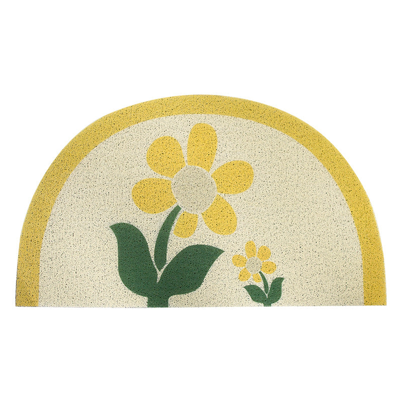 Yellow Flower Semicircle Door Mat