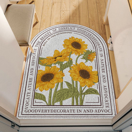 Feblilac Five Sunflowers And Greenery PVC Coil Door Mat