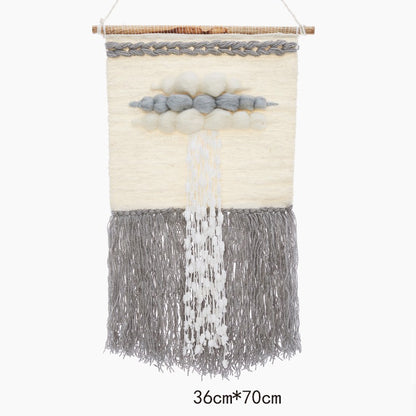 Feblilac Simple Geometric Tassel Tufted Tapestry