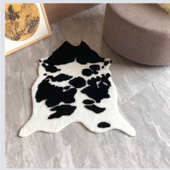 Feblilac Irregular Dairy Cow Style Artificial Furs Area Rug