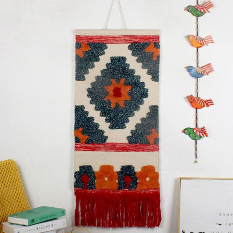 Feblilac Indian Style Tassel Tufted Tapestry