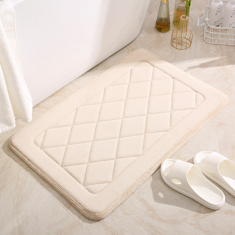 Feblilac Rectangular Solid Geometric Pattern Memory Foam Tufted Bath Mat