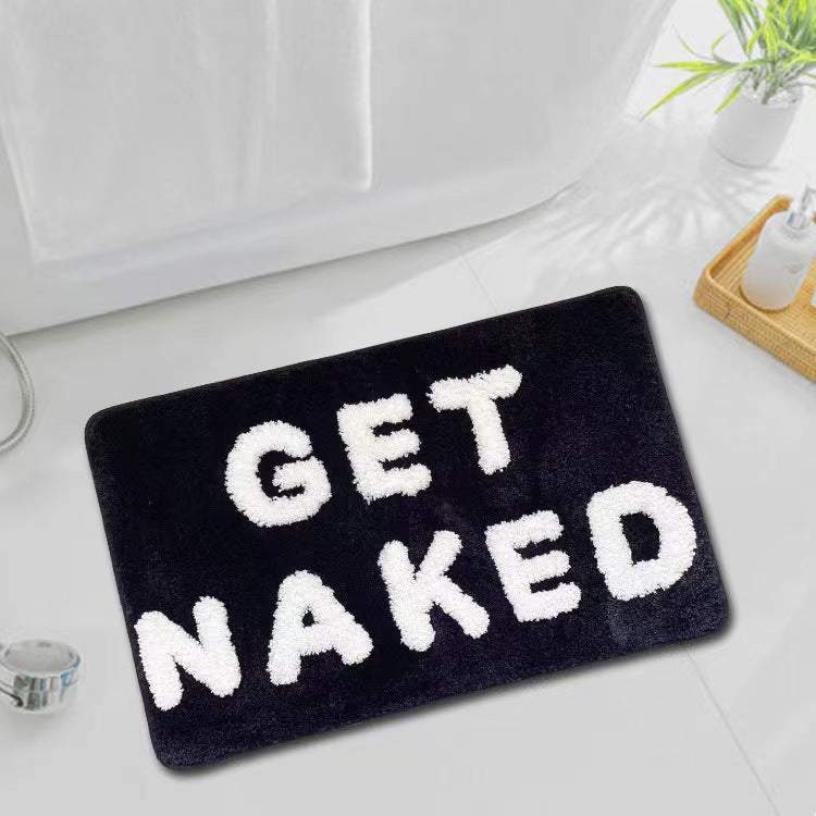 Feblilac Black and White Get Naked Non-Slip Tufted Bath Mat - Feblilac® Mat