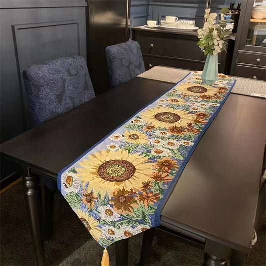 Feblilac The Retro Sunflower and Chamomile Table Runner