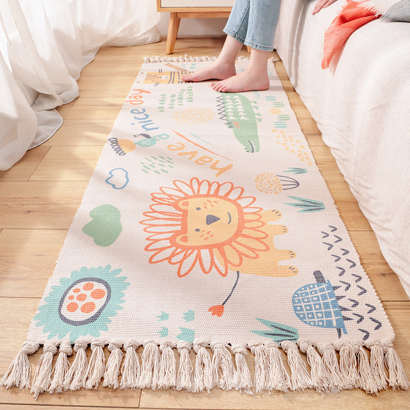 Cartoon Animal Patterned Rug Colorful Cotton Rug Washable Pet Friendly Rug for Nursery - view 7