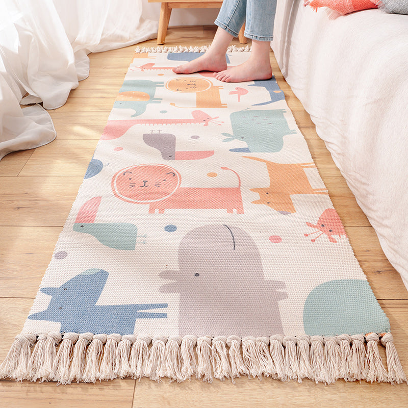 Cartoon Animal Patterned Rug Colorful Cotton Rug Washable Pet Friendly Rug for Nursery - view 8