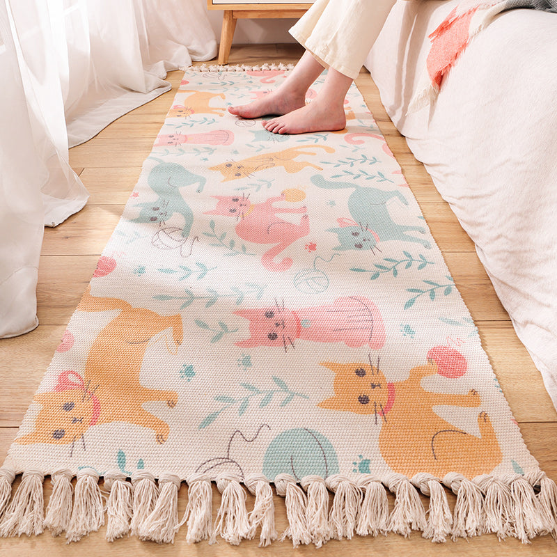 Cartoon Animal Patterned Rug Colorful Cotton Rug Washable Pet Friendly Rug for Nursery - view 9