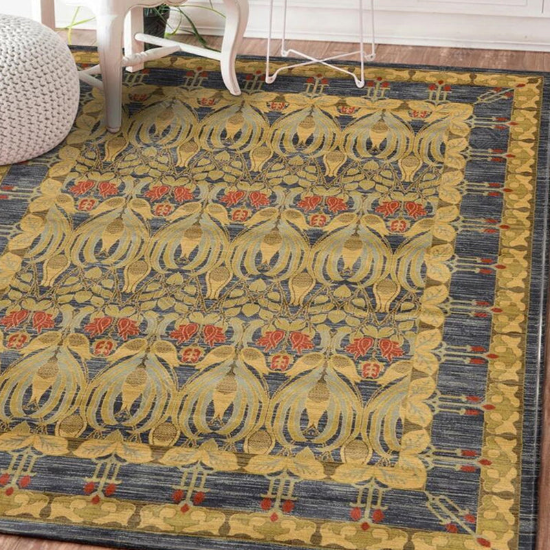 Persian Living Room Rug Multi Colored Geometric Carpet Polyester Pet Friendly Stain Resistant Anti-Slip Backing Rug with Braided Trim Dark Gold Clearhalo 'Area Rug' 'Moroccan' 'Rugs' Rug' 2059223