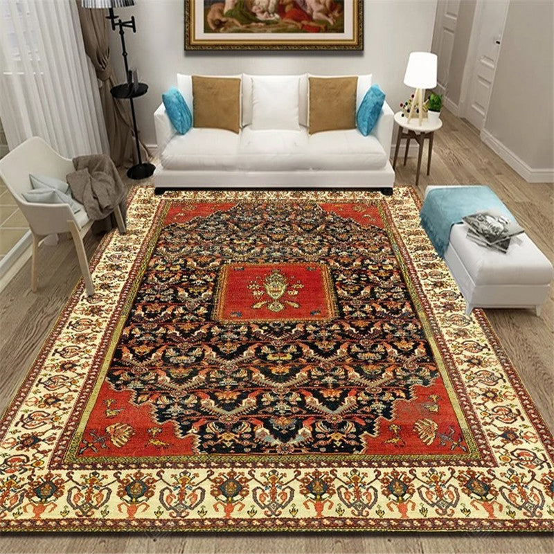 Persian Living Room Rug Multi Colored Geometric Carpet Polyester Pet Friendly Stain Resistant Anti-Slip Backing Rug with Braided Trim Rose Red-Black Clearhalo 'Area Rug' 'Moroccan' 'Rugs' Rug' 2059228