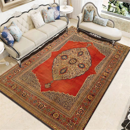 Persian Living Room Rug Multi Colored Geometric Carpet Polyester Pet Friendly Stain Resistant Anti-Slip Backing Rug with Braided Trim Yellow-Red Clearhalo 'Area Rug' 'Moroccan' 'Rugs' Rug' 2059230