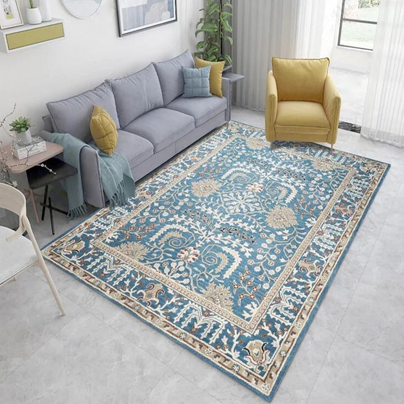 Persian Living Room Rug Multi Colored Geometric Carpet Polyester Pet Friendly Stain Resistant Anti-Slip Backing Rug with Braided Trim Light Blue-White Clearhalo 'Area Rug' 'Moroccan' 'Rugs' Rug' 2059234