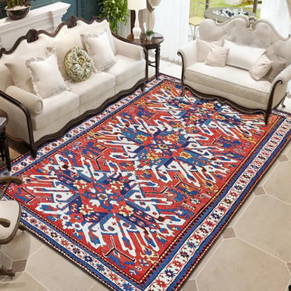 Persian Living Room Rug Multi Colored Geometric Carpet Polyester Pet Friendly Stain Resistant Anti-Slip Backing Rug with Braided Trim Blue-Purple Clearhalo 'Area Rug' 'Moroccan' 'Rugs' Rug' 2059236